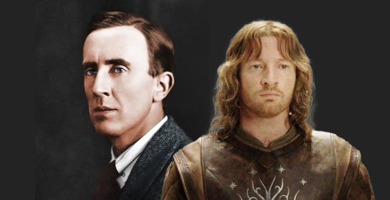 Джон Рональд Руэл Толкин в 1920-х и Дэвид Уэнем в роли Фарамира в экранизации «Властелина колец» Питера Джексона
