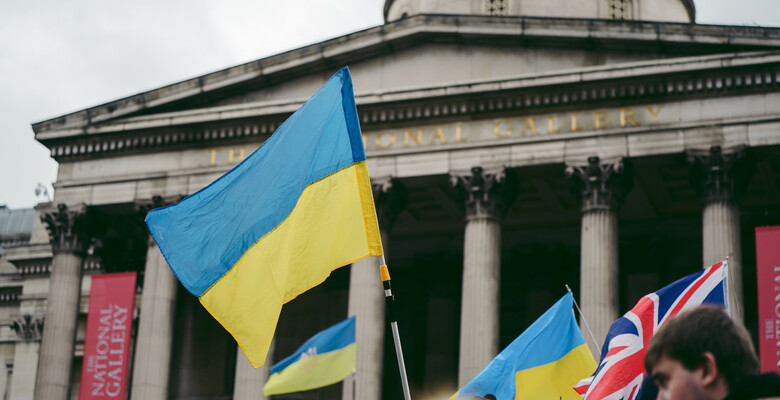 Акция в поддержку Украины на Трафальгарской площади в Лондоне, 2022 год. Фото: 123rf.com