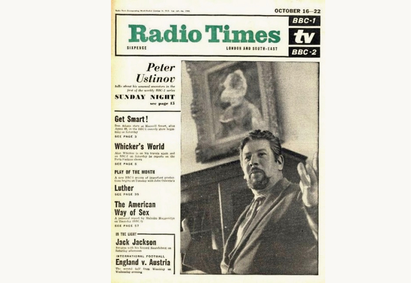 Питер Устинов на обложке The Radio Times, Октябрь 1965 года.